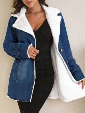 EMERY ROSE Women's Color Block Collar Denim Jacket size M (6)